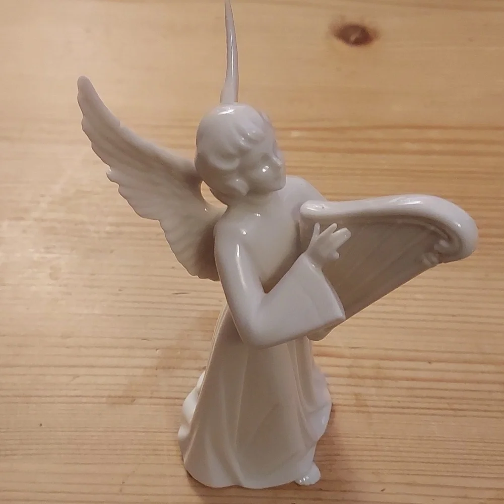 Vintage Dresden porcelain angel with harp